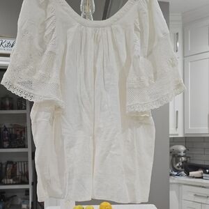 Off White Lace Sleeve Women's Top OLD NAVY XXL 2X